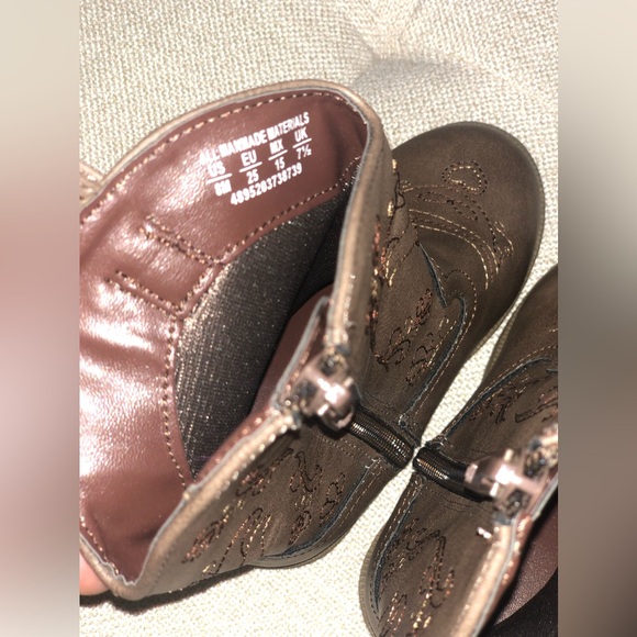 Size 8 Toddler Girls Western Boots Brown - Picture 7 of 7